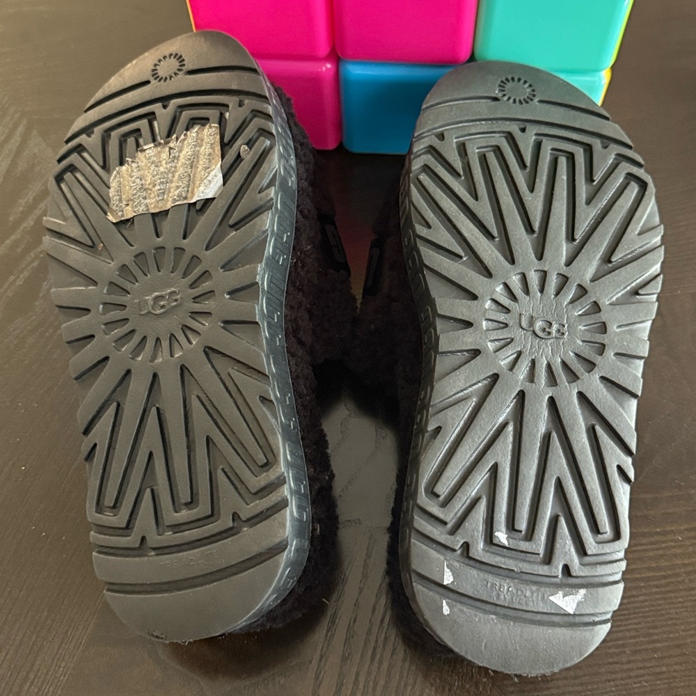 UGG Black Fuzzy Open-Toe Slides - Picture 15 of 16